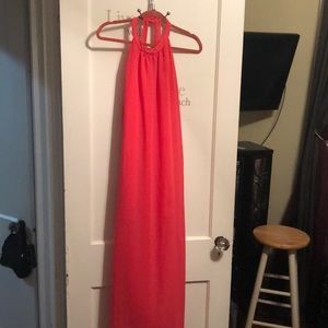 Dress- coral/long/ short slip under